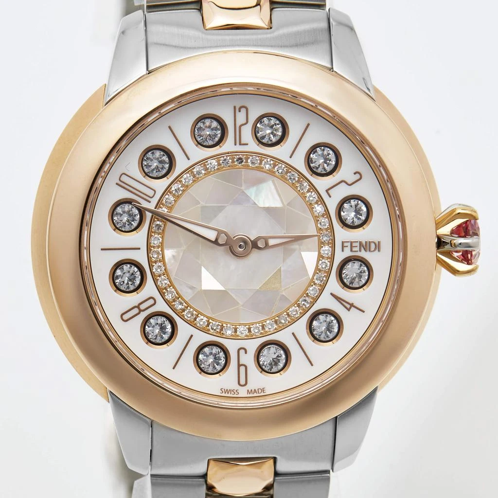 Fendi Fendi Mother of Pearl Diamond Spinel Topaz Two-Tone Stainless Steel IShine F121224500D2T01 Women's Wristwatch 33.50 mm 4