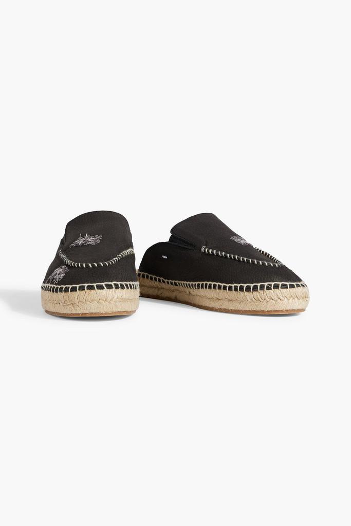 MAISON MARGIELA Embroidered pebbled-leather espadrille mules