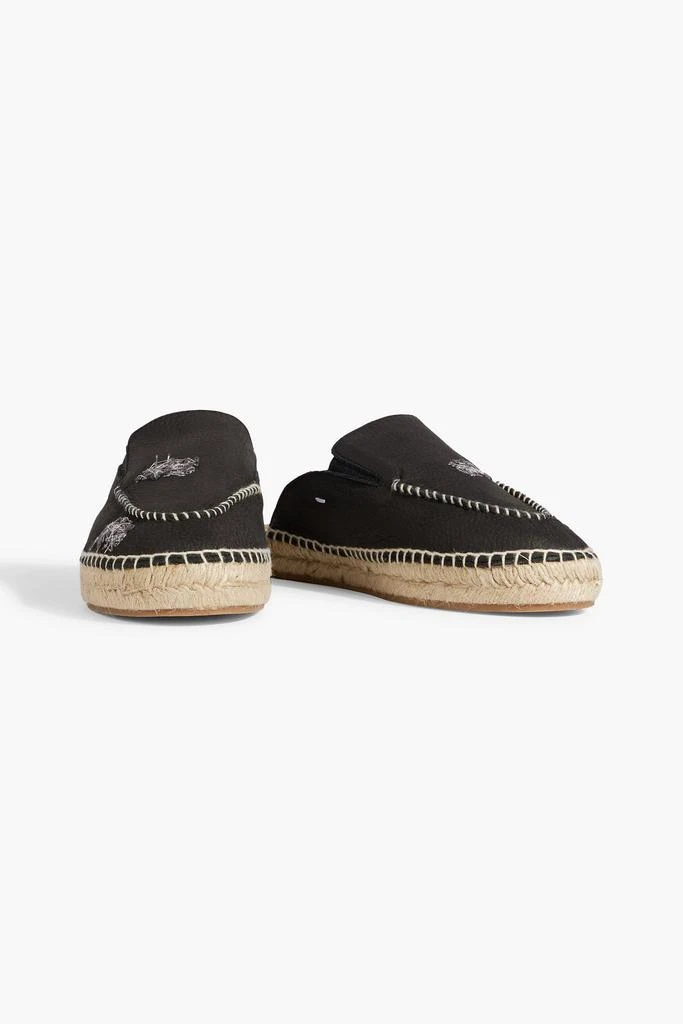 MAISON MARGIELA Embroidered pebbled-leather espadrille mules 2