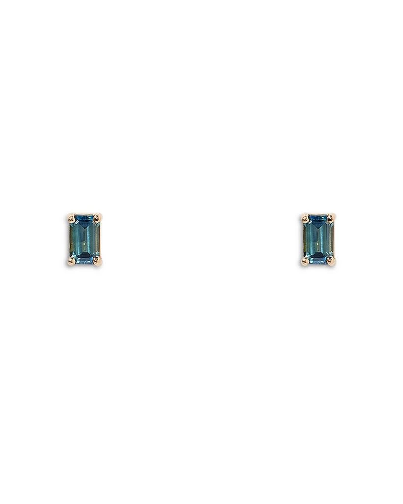 WWAKE 14K Yellow Gold Teal Sapphire Stud Earrings 1
