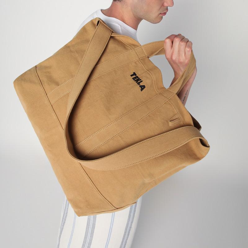 Tekla Beach bag in camel cotton