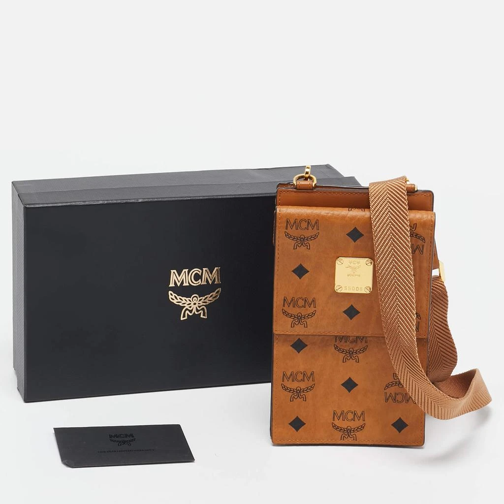 MCM MCM Cognac Visetos Coated Canvas and Leather Phone Crossbody Bag 10