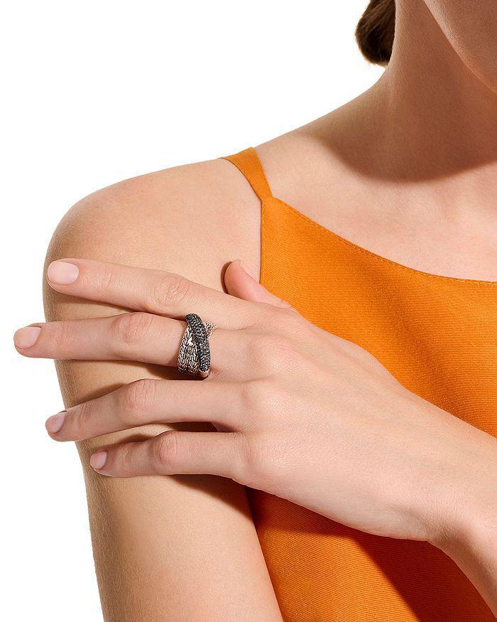 John Hardy JH Essentials Sterling Silver Black Sapphire Pavé Crossover Ring