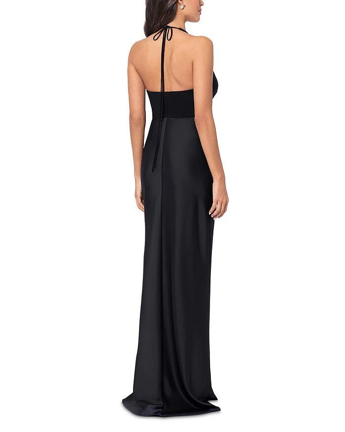AQUA Halter Mixed Media Gown - Exclusive 3