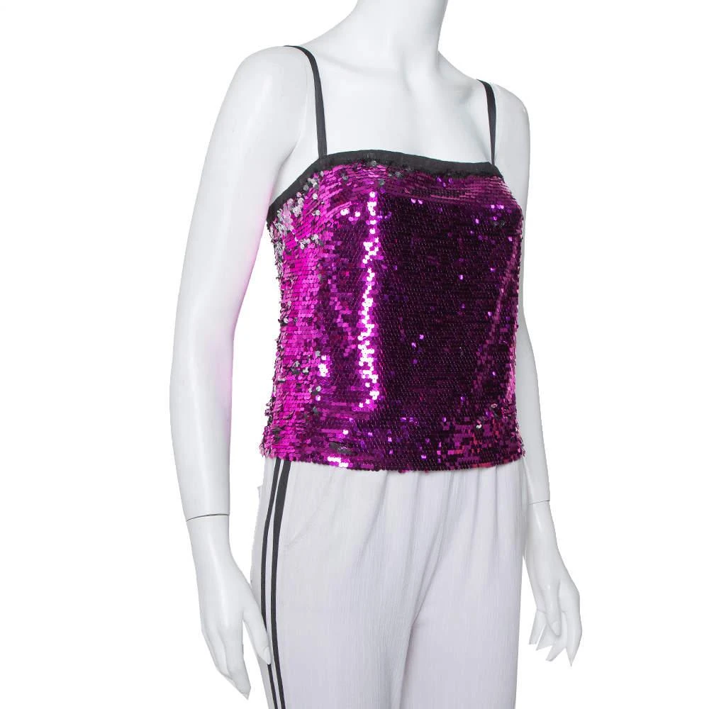 Dolce & Gabbana Dolce & Gabbana Fuschia Pink Sequin Paillette Embellished Camisole Top S 2