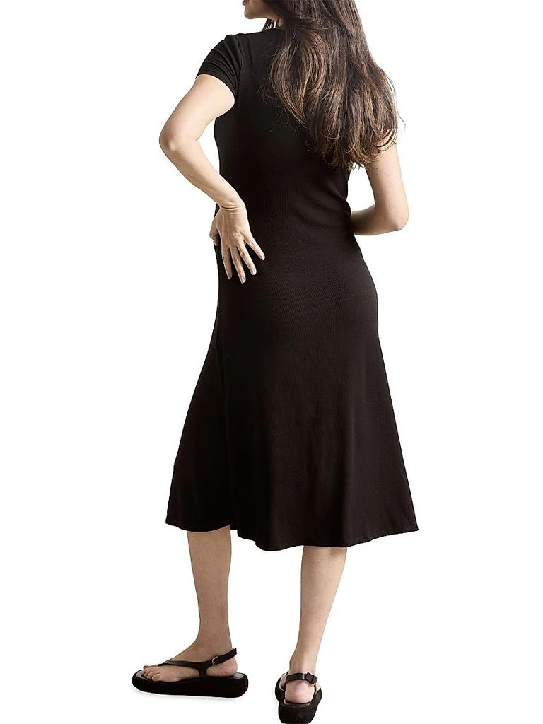 strapless open back dress Cream Ribbed Long Sleeve Maternity Midi Dress – PinkBlush main image 1