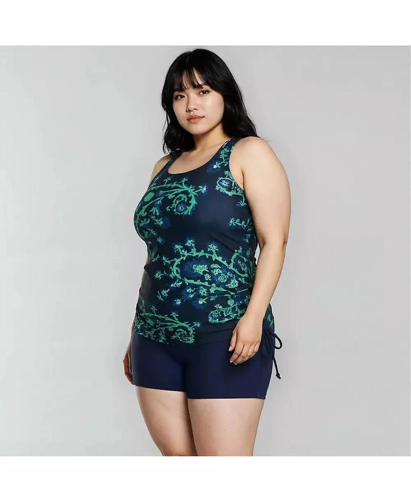 Calypsa Plus Size Maya Tankini Swim Top With Built-In Bra and Swim Shorts Set 4