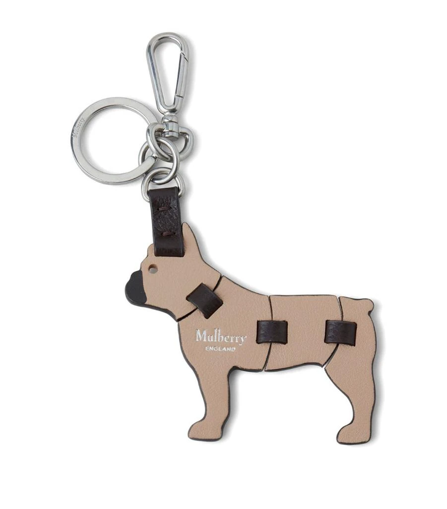 Mulberry Leather French Bulldog Keyring 1