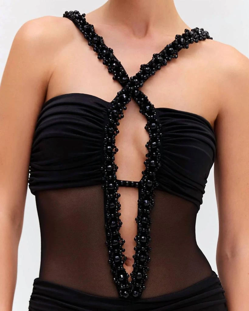 PatBO Moonlight Cross Front Bodysuit In Black 5