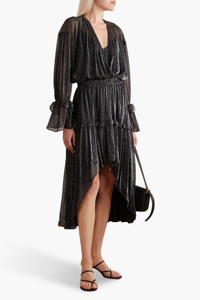 IRO Rolienae wrap-effect metallic chiffon dress