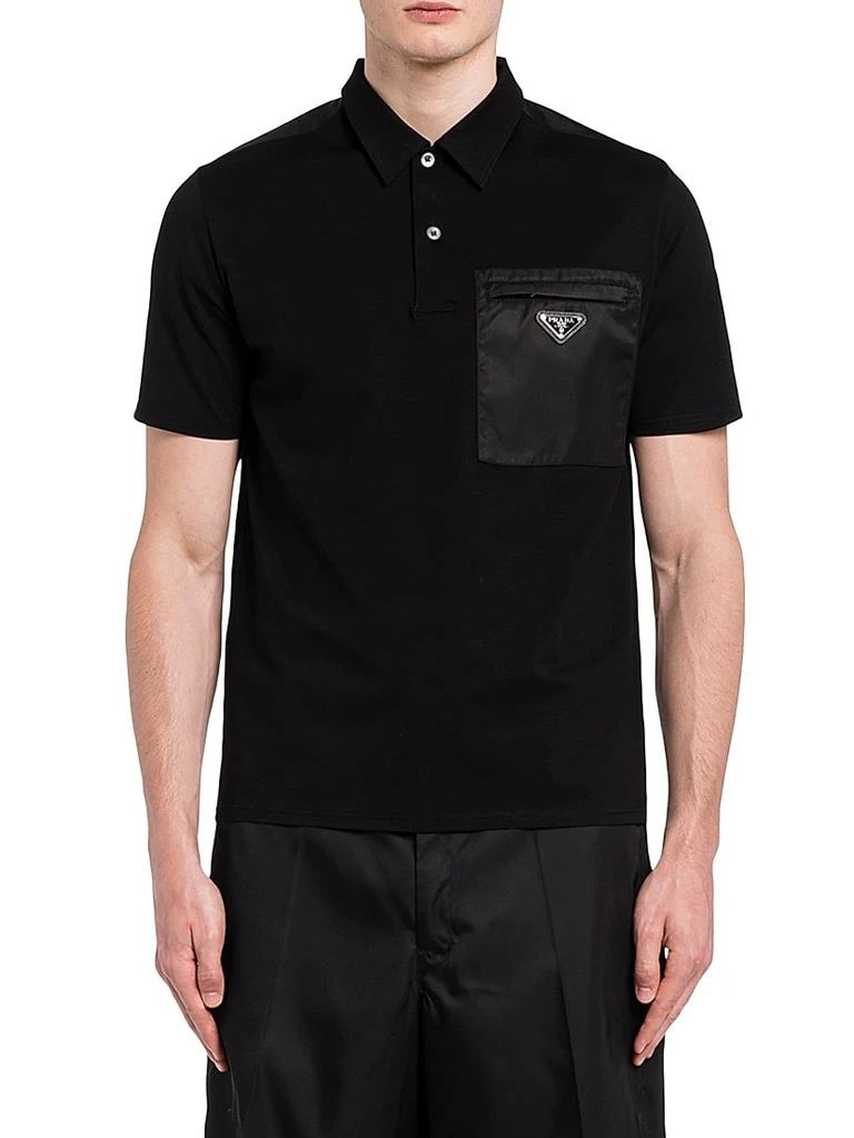 Prada Stretch Cotton Polo Shirt with Nylon Details 2