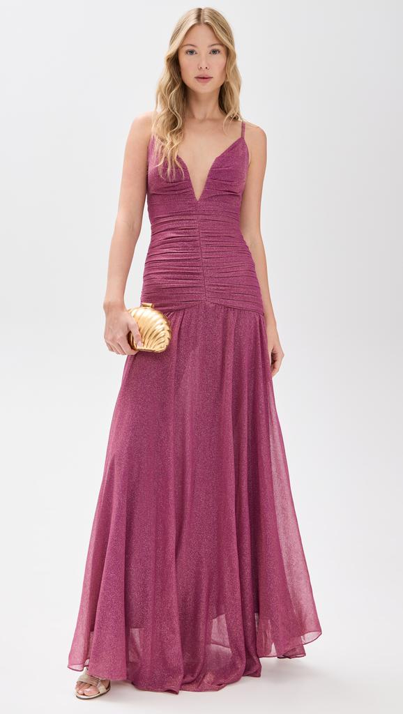 PatBO Metallic Plunge Dress