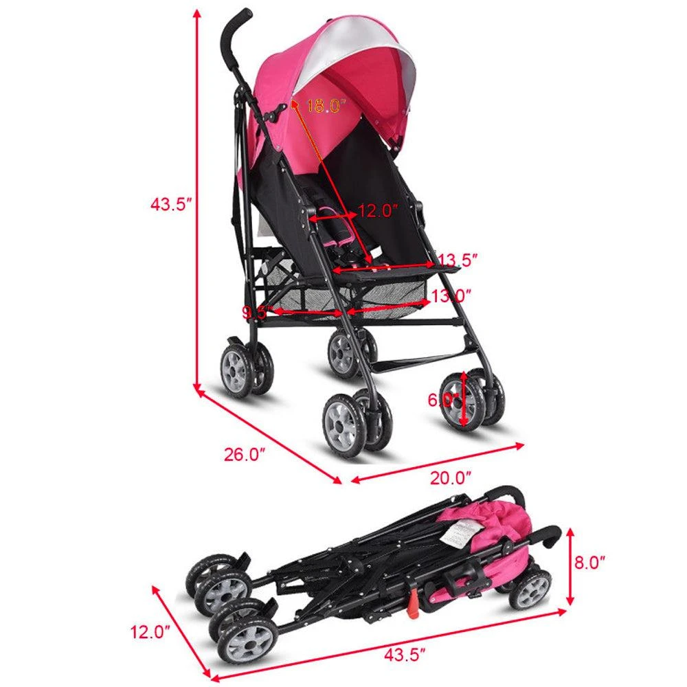 Hivvago Compact Portable Umbrella Stroller for Babies and Toddlers Lightweight Travel Pram 3