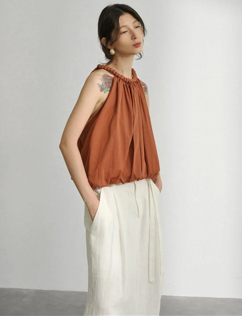 Pixie Market Braided Halted Puff Top in Sienna 1