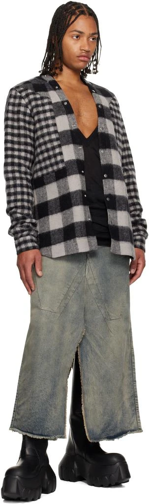 Rick Owens Blue Concordians Slivered Denim Maxi Skirt 4