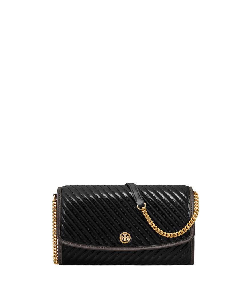 Tory Burch Robinson Patent Puffy Quilted Chain Wallet