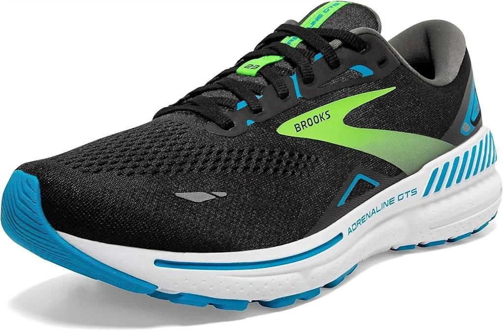 Brooks Men's Adrenaline Gts 23 Supportive Running Shoes In Black/hawaiian Ocean/green 2