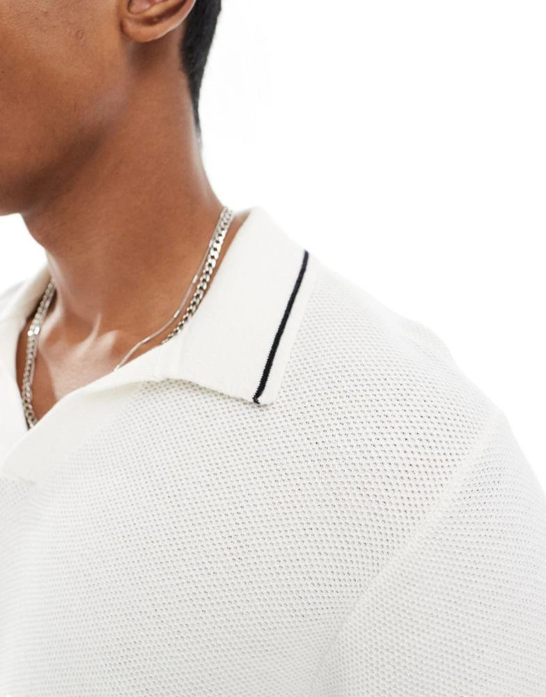 HOLLISTER Hollister knitted polo with tipping in cream 2