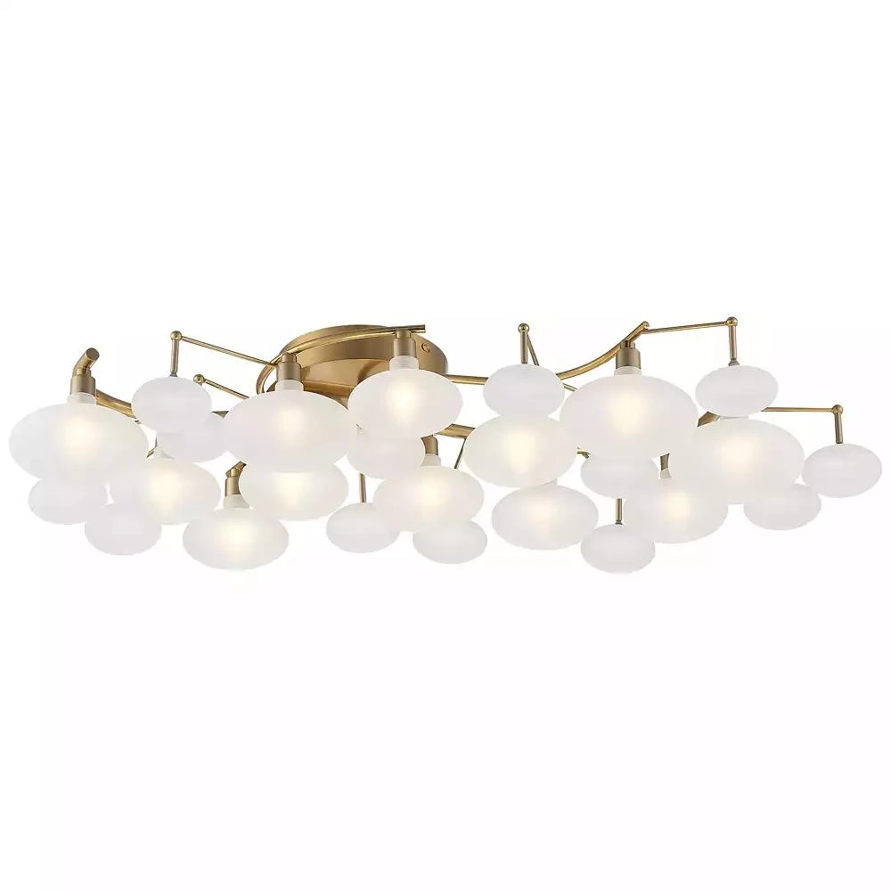 Possini Euro Design Warm Brass 12-Light Frosted Glass Shade 30.25" Wide Modern Fixture Ceiling Light Semi Flush Mount 7
