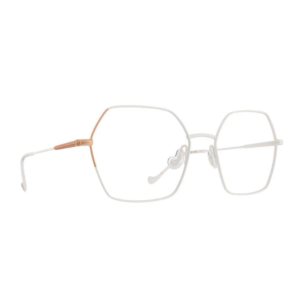 CAROLINE ABRAM Geometric Optical Frame with Delicate Peach-Pink Accents