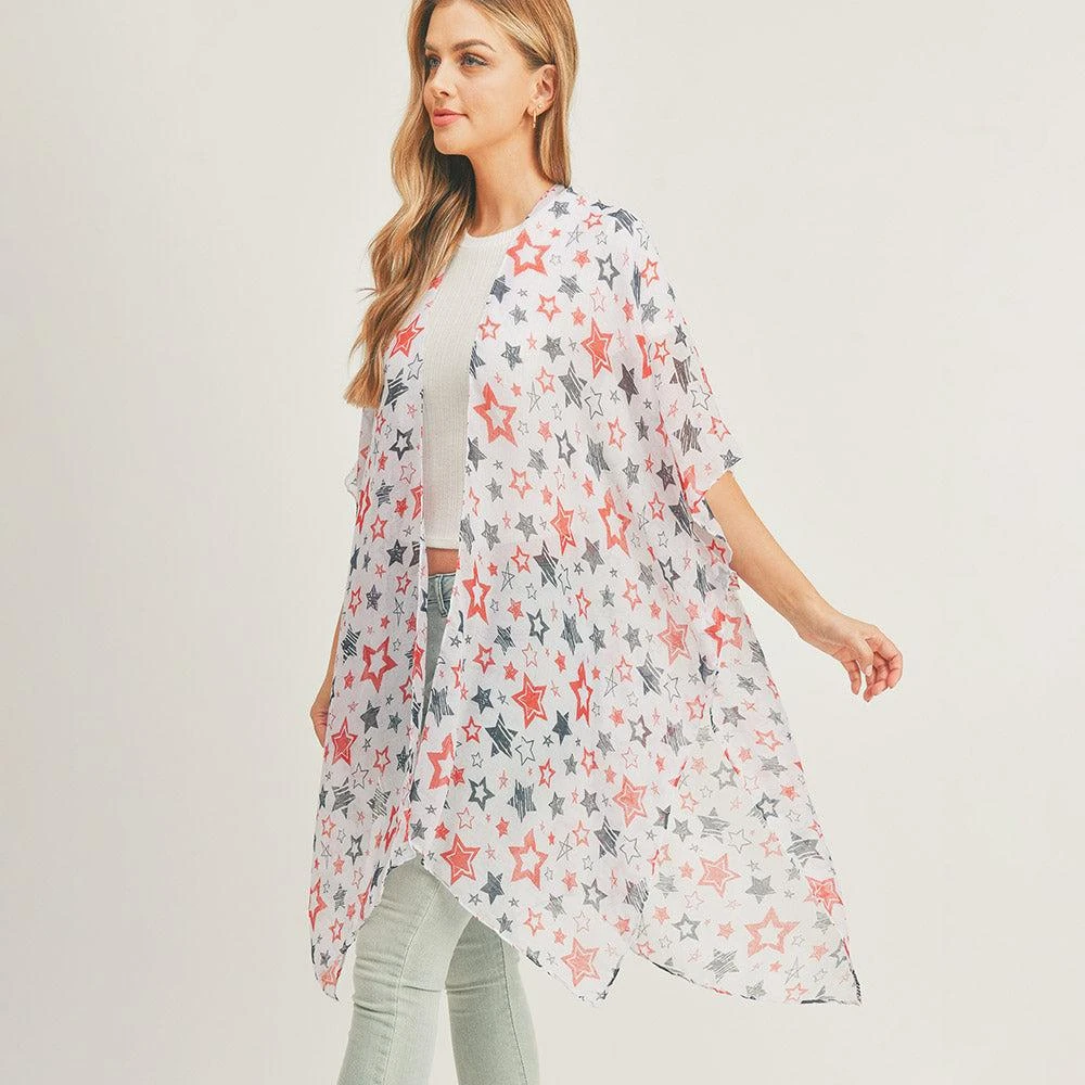 TRUEDAMES Star Patterned Cover Up Kimono Poncho 3