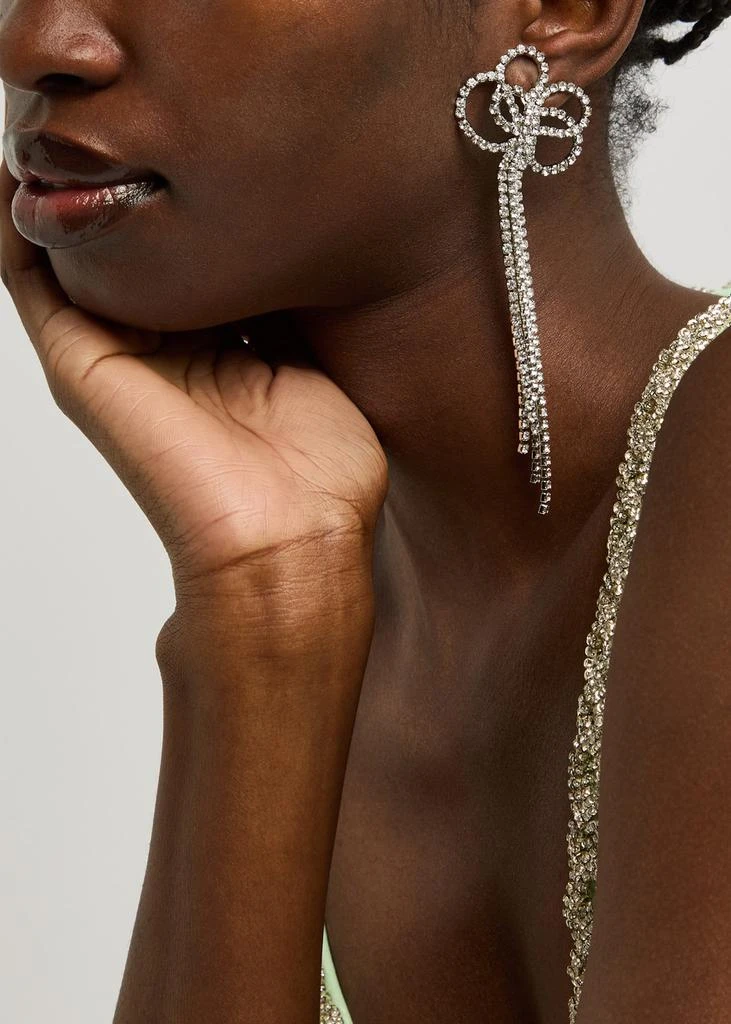 Kenneth Jay Lane Bow crystal-embellished drop earrings  2