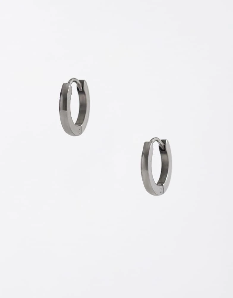 ASOS ASOS DESIGN waterproof stainless steel 9mm hoop earrings in silver