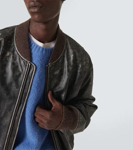 Acne Studios Distressed leather bomber jacket 5