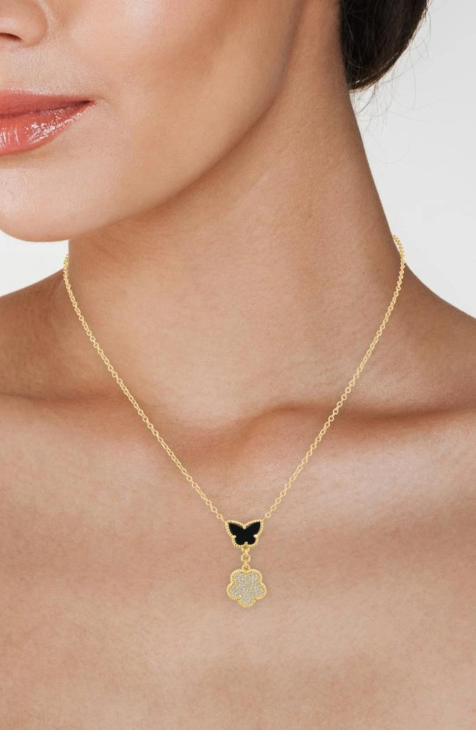 Kenneth Jay Lane CZ Pavé Butterfly
Clover Drop Pendant Necklace 2