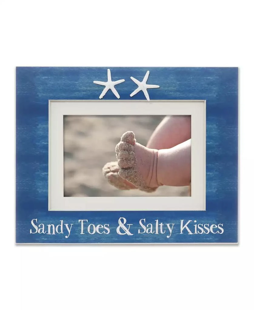 Lawrence Frames Shell Design Sandy Toes and Salty Kisses Beach Picture Frame, 4" x 6 or 5" x 7 "