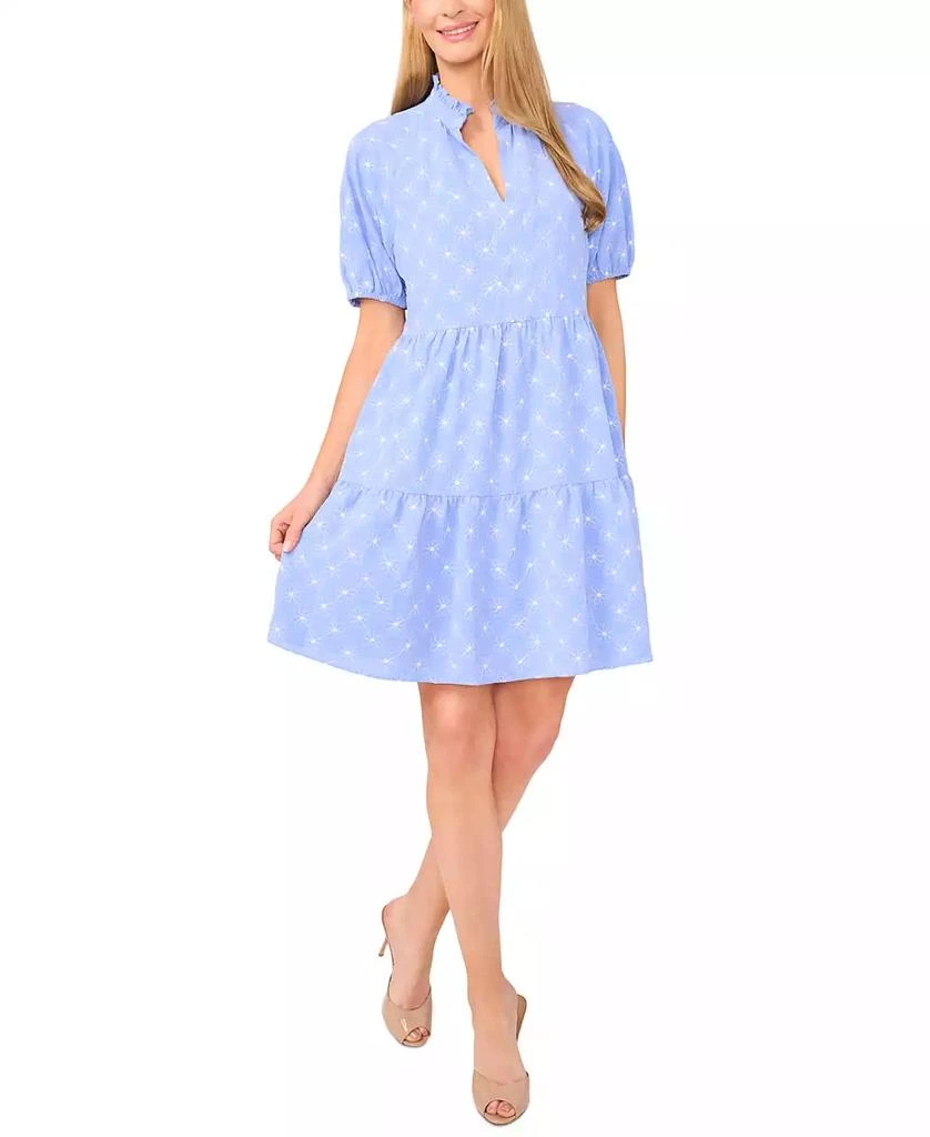 CeCe Women
s Printed Puff-Sleeve Baby Doll Dress 1