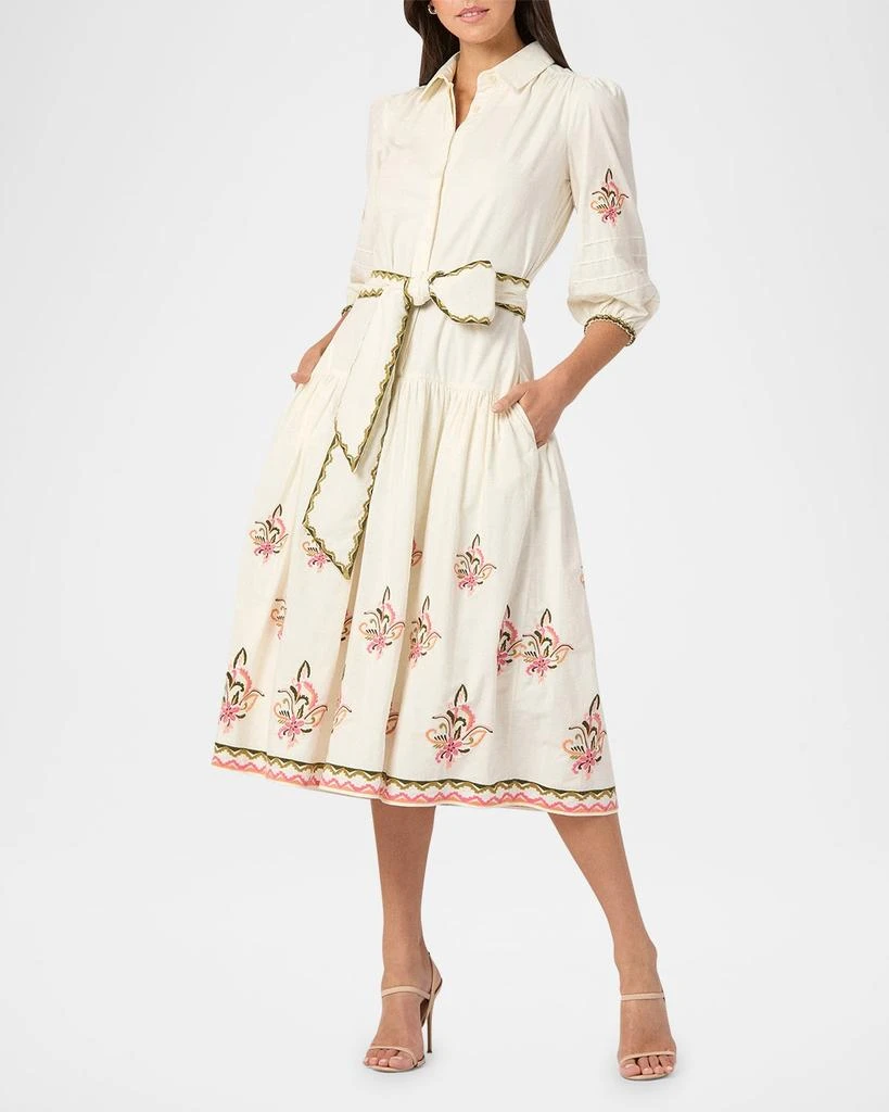 self portrait white taffeta puff sleeve midi dress self-portrait - Cream Polka Dot Taffeta Midi Dress