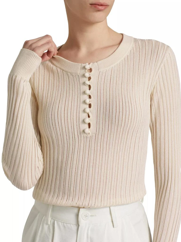 ADAM LIPPES Parker Pointelle Silk-Blend Henley 6