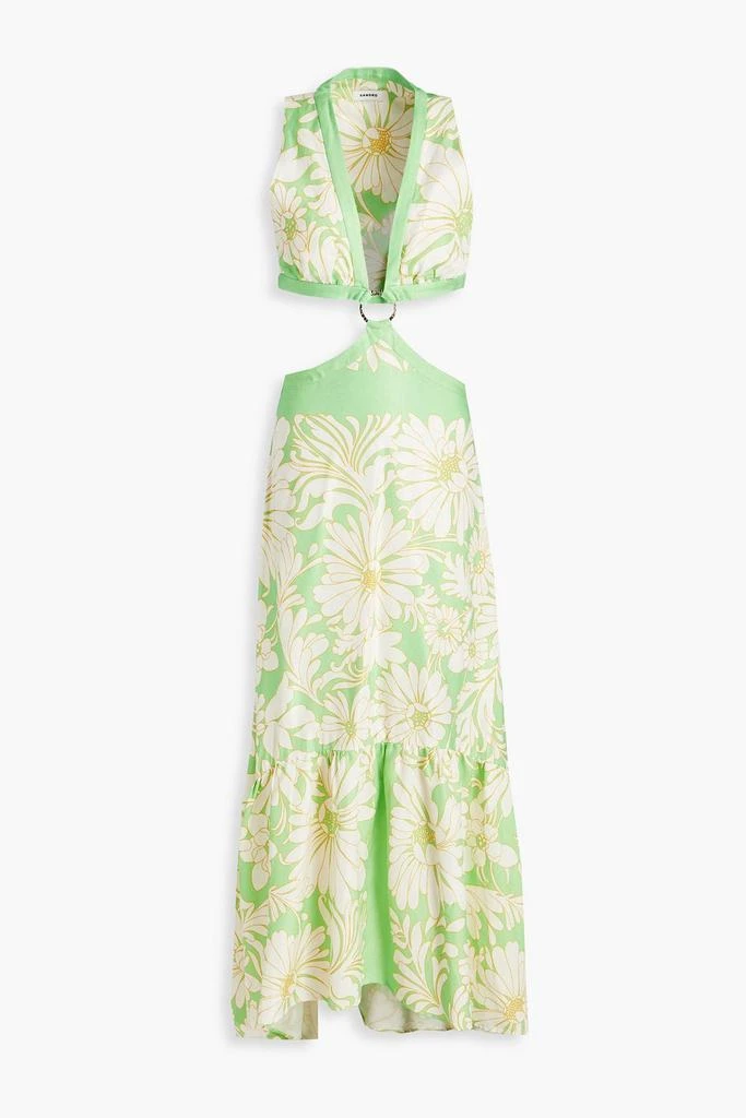 Sandro Cutout floral-print satin-twill maxi dress 1