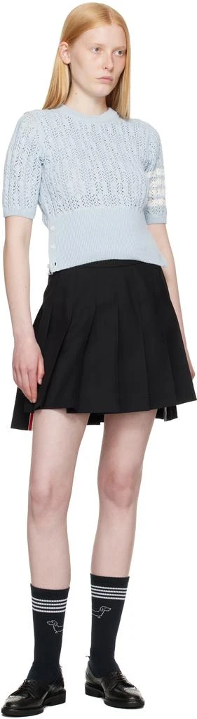 Thom Browne Blue Pointelle Cable Stitch 4-Bar Sweater 4