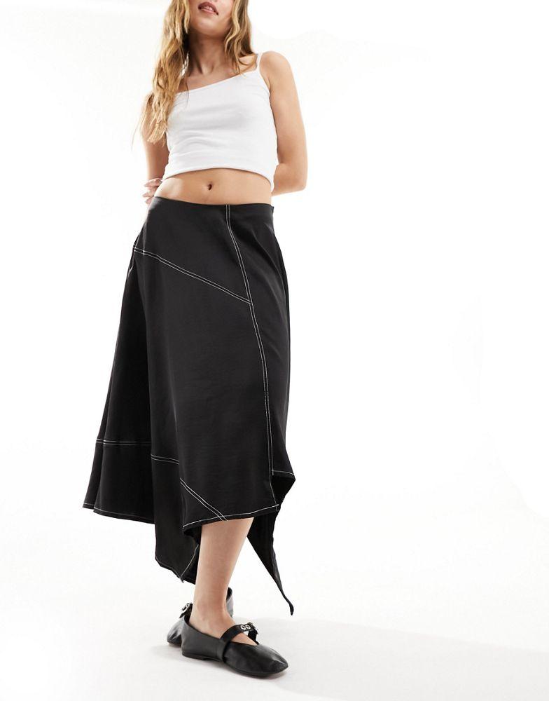 AllSaints AllSaints Agnes satin midi skirt in black