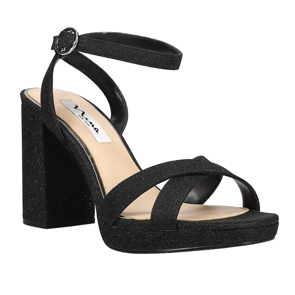 Nina Shelia Glitter Block Heel Ankle Strap Platform Sandals 2