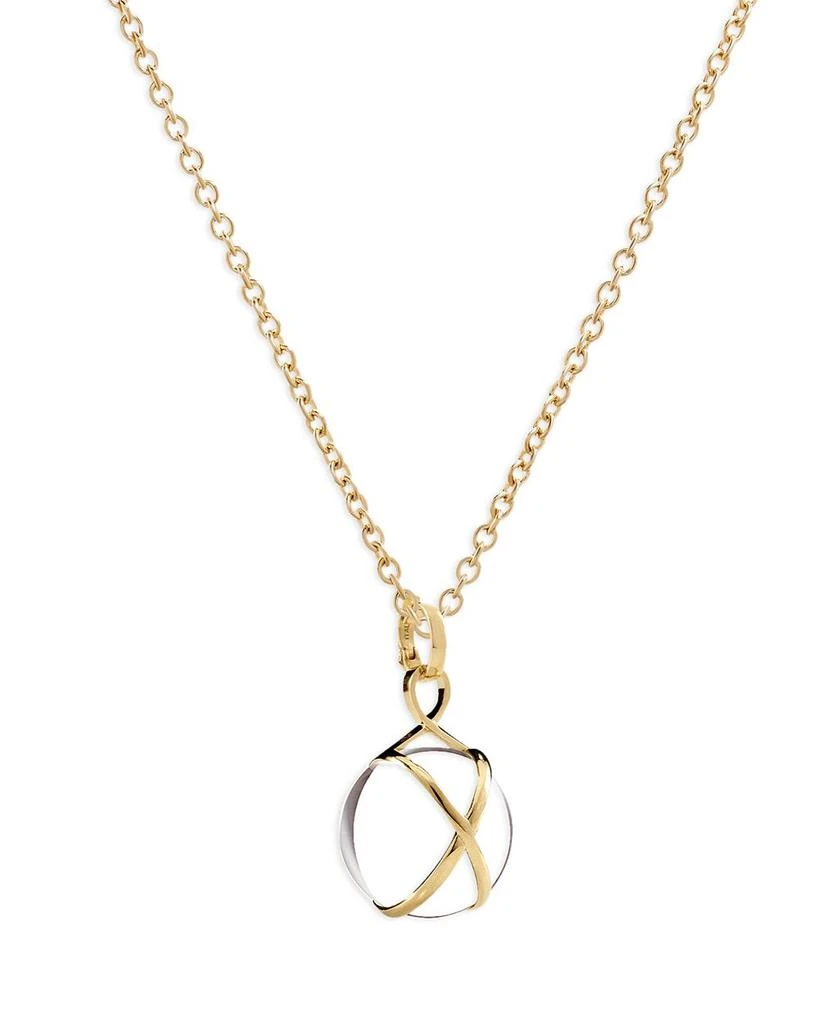 L. Klein 18K Yellow Gold Prisma Crystal Quartz 14mm Pendant Classic Chain Necklace, 16-18" 1