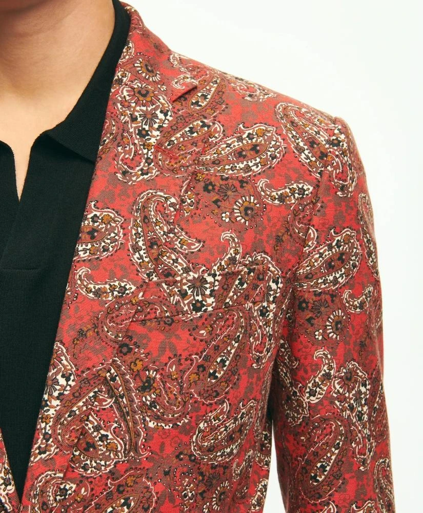Brooks Brothers Slim Fit Paisley Suit Jacket In Cotton Blend 6