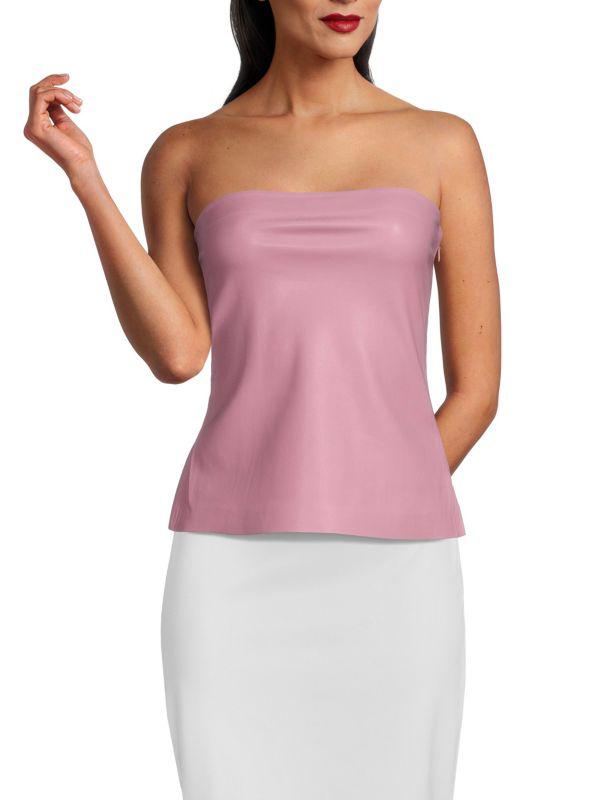susana monaco Faux Leather Tube Top