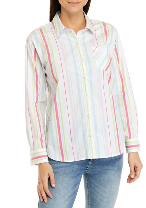 Crown & Ivy™ Ivy Button Front Poplin Shirt 1