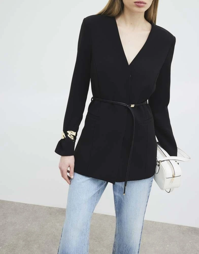 River Island River Island Long sleeve belted blazer in black 1