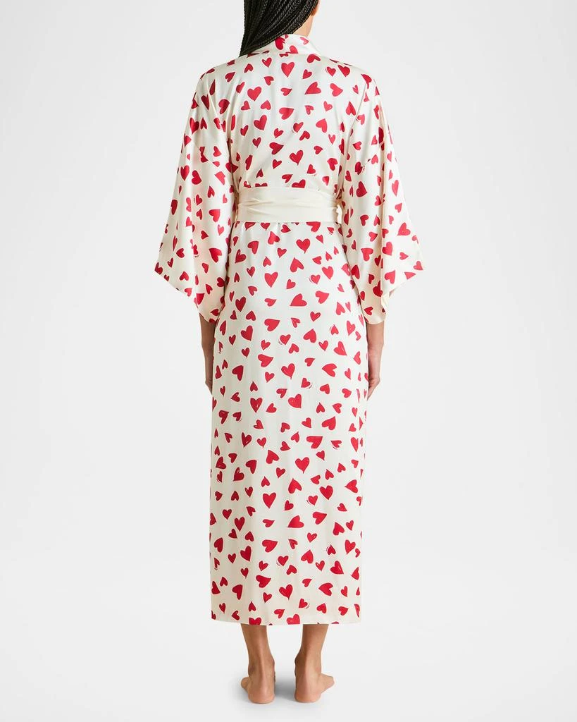 OLIVIA VON HALLE Queenie Heart-Print Silk Robe 3