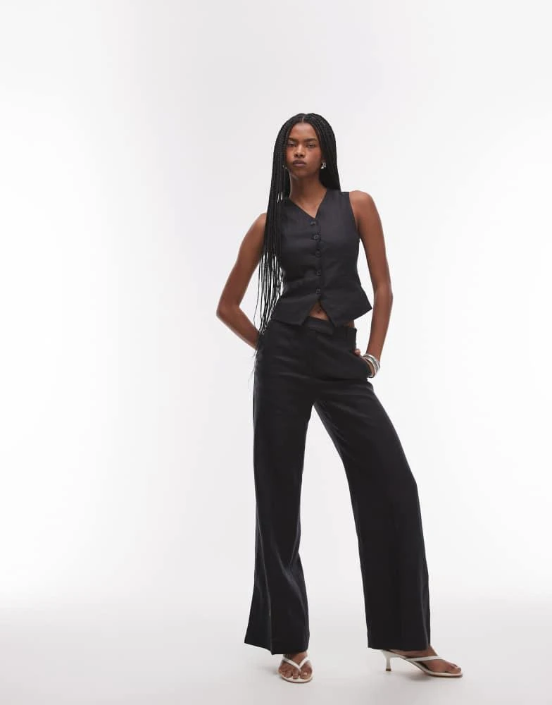 & Other Stories & Other Stories co-ord fitted linen waistcoat in black 2