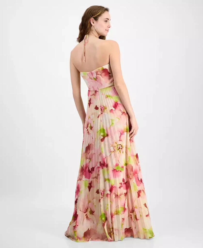 julia jordan Women's Pleated Floral Print Halter Maxi Dress 5