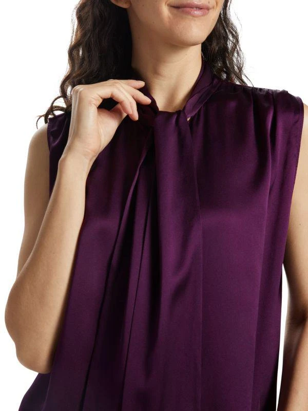 FRAME Femme Tieneck Silk Sleeveless Blouse 4