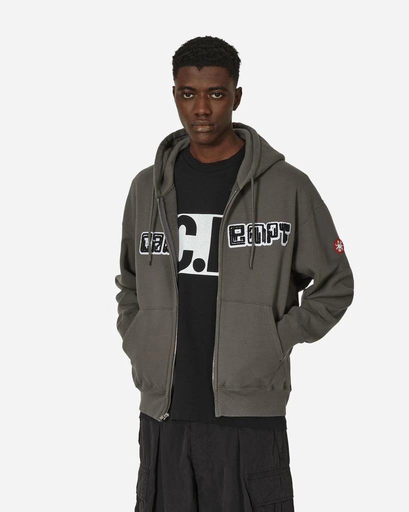 Cav Empt Logo Embroidery Zip Hoodie Charcoal 1