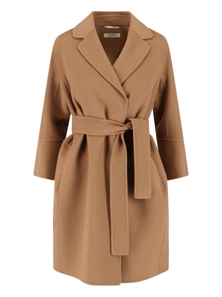 【送料&関税込】Max Mara Belted Long-sleeved Coat Max Mara Max Mara Studio Brado Belted Long-Sleeved Coat