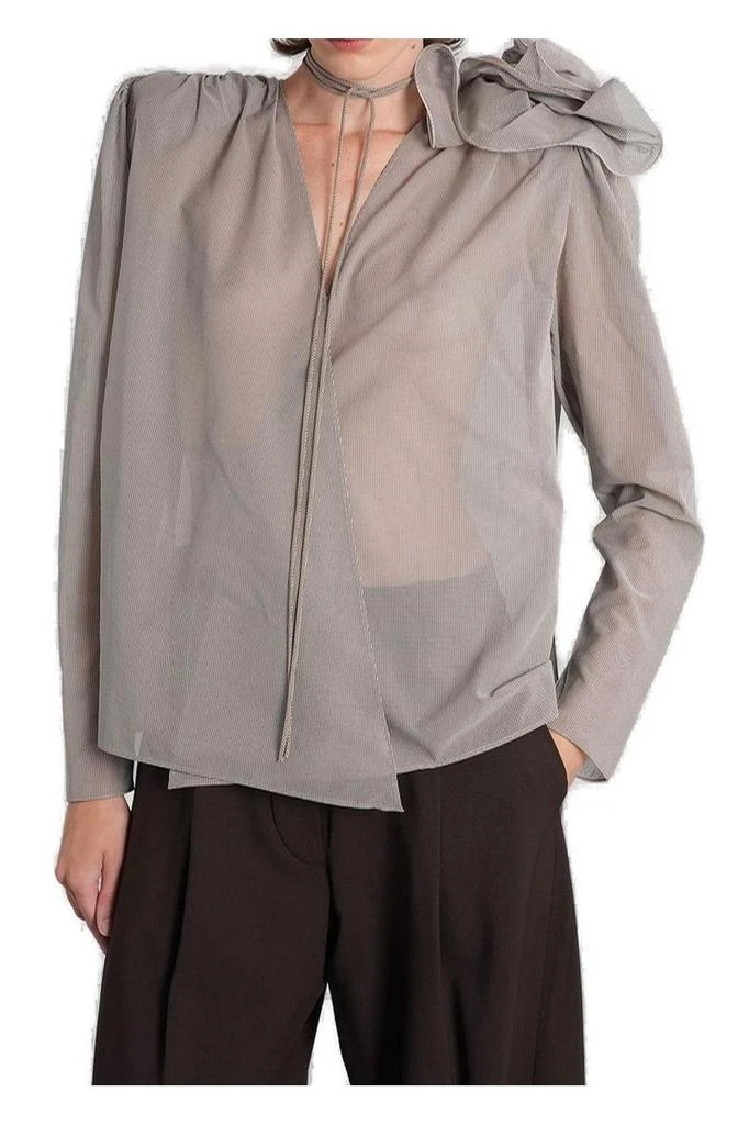 Magda Butrym Magda Butrym Padded Shoulder Rose Embellished Blouse 1