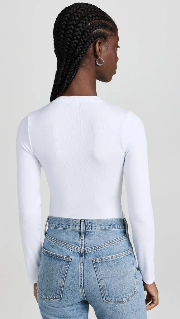 Ambitionist Button Up Ribbed Henley Thong Bodysuit 2